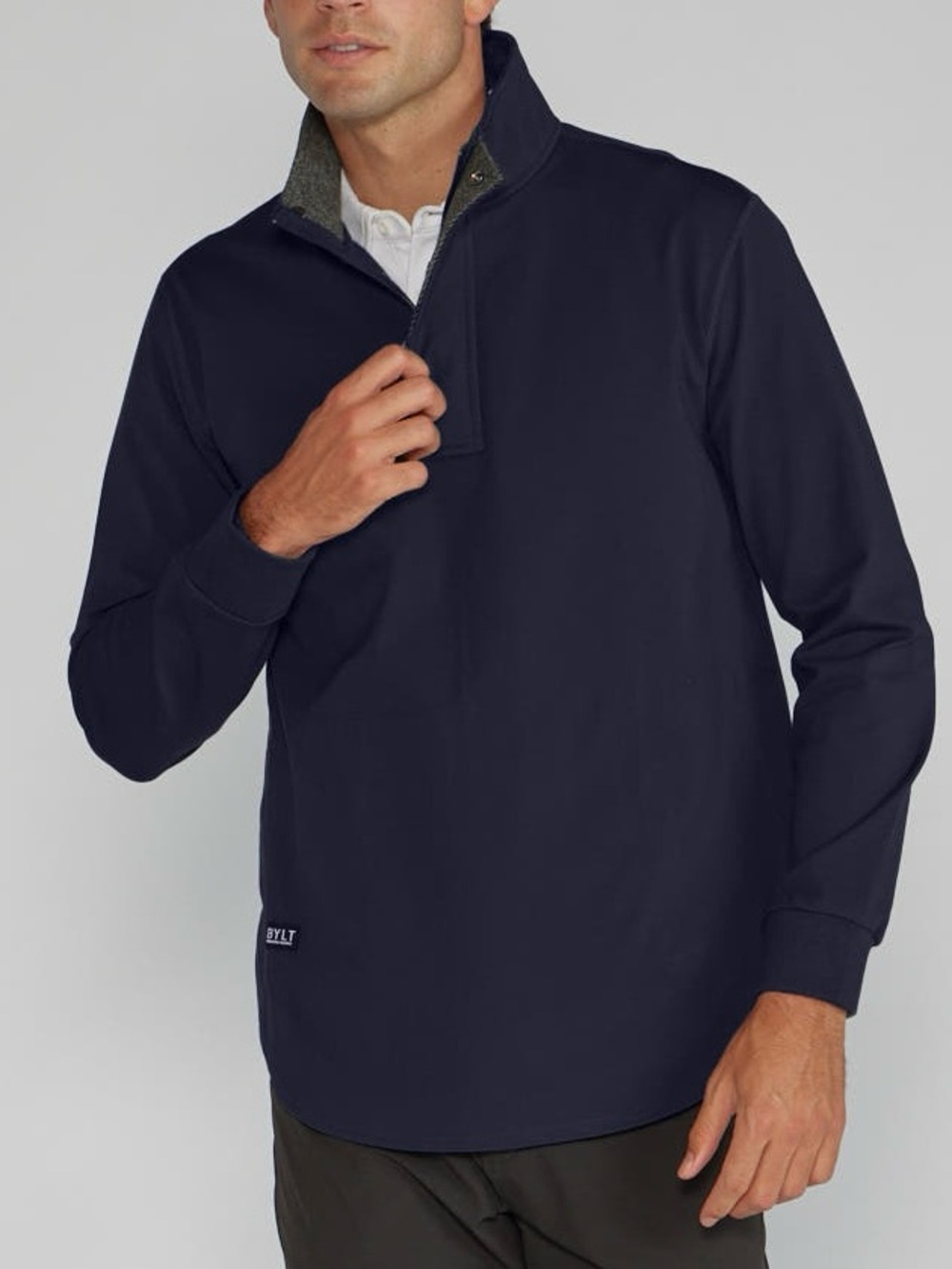 BYLT Mens Elite Fairway Pullover Quarter Zip Navy Blue Golfing Classic